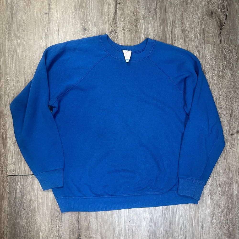 VTG 80's Tultex Blank Sweatshirt Blue Mens XL Blue Vintage Crewneck